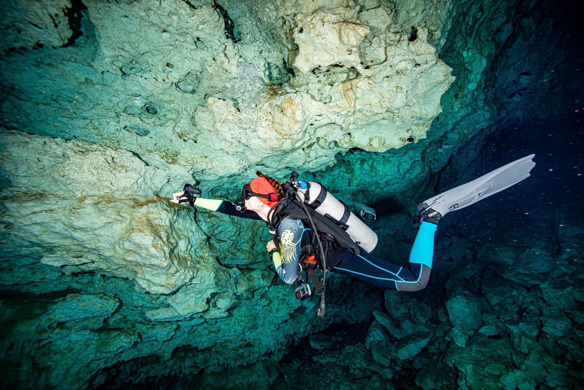 Myself exploring the Padre Nuestro Cavern